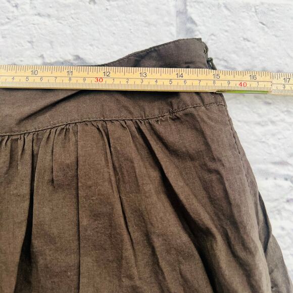 ANN TAYLOR LOFT Women's Eyelet Lace Trim Mini Skirt‎ 4 Petite Brown  Pleated - Picture 7 of 9